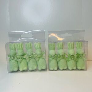 Easter Mint Green Flocked Bunny with Bow, NWT Two 4pks,8 Bunny Rabbits